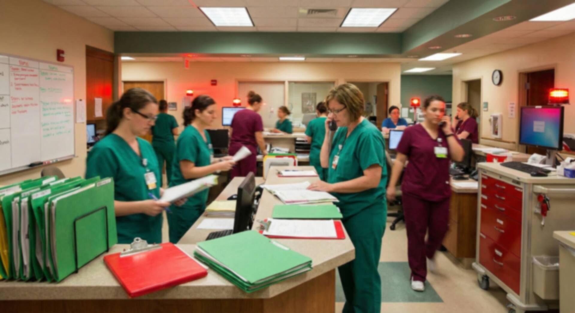 Busy nurse station hallway | EvoKomms