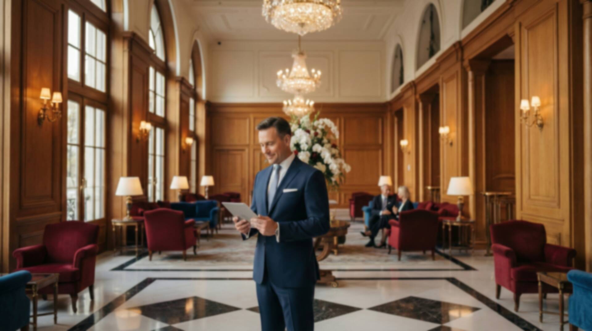 Hotel concierge managing guest requests on the EvoKomms app on a tablet | EvoKomms