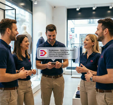Illustration of EvoKomms App Notification notifying retail staff about a new Discount Campaign | EvoKomms